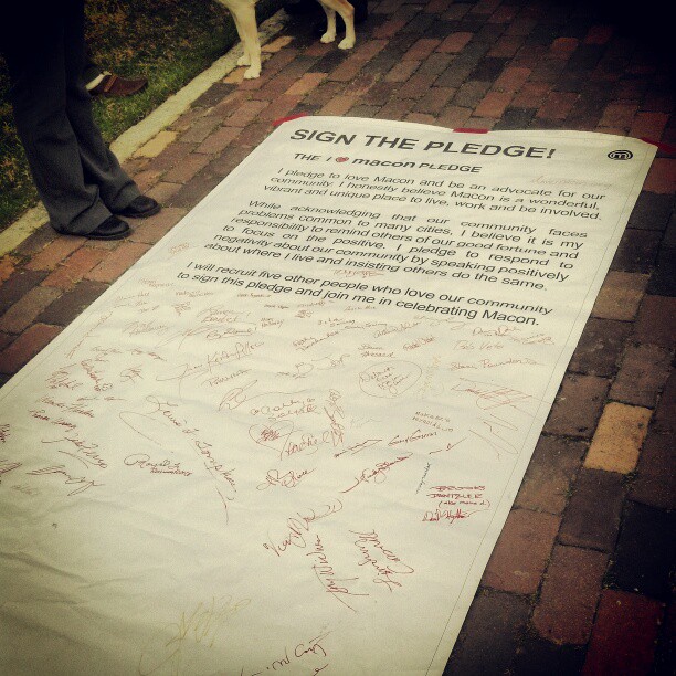 Those in attendance signed the 'I Love Macon' pledge.
