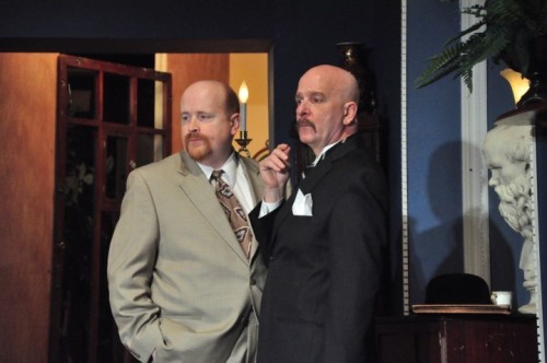 Jim Fippin (Hastings) and Ross Rhodes (Poirot) in "Black Coffee." Photo from www.ohio.com