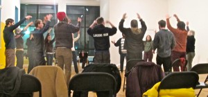 Prior to the performance, Wong facilitated an public workshop on exploring the voice through raising awareness of the body