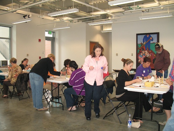 Students work on Pysanky egg designs in the City of Biloxi Center for Ceramics