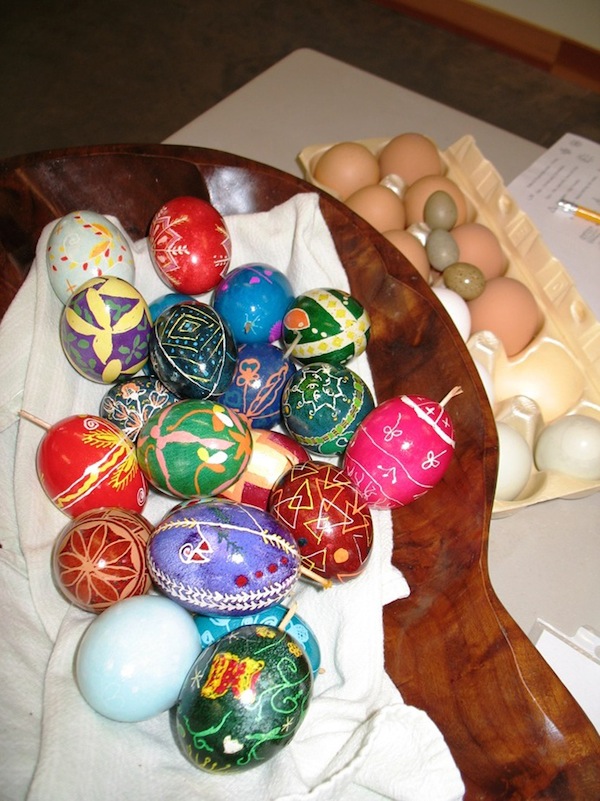 A sampling of the Pysanky eggs that were made at the Ohr-O’Keefe Museum of Art 