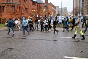 The Detroit Party Marching Band on the move