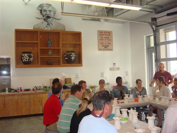 Resident artist Jay Milner introduced the class to educational opportunities in the new state-of-the-art ceramic studio, where classes are held for adults and children.