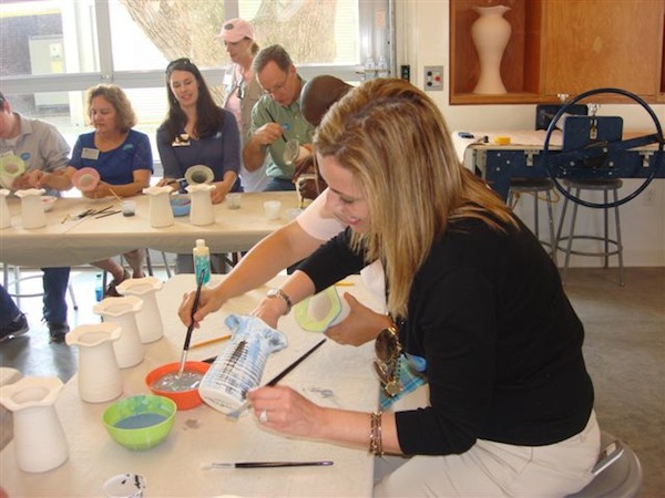 Leadership Gulf Coast participants enjoyed decorating vases with glaze.