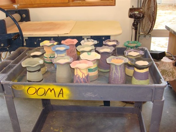 The decorated vases will be fired in the new kilns and returned to the class when completed.