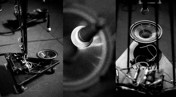Photos by Zoran Orlic from Kronos's production, Visual Music, which opens with Reich's Pendulum Music for microphones, amplifiers, speakers, and performers.