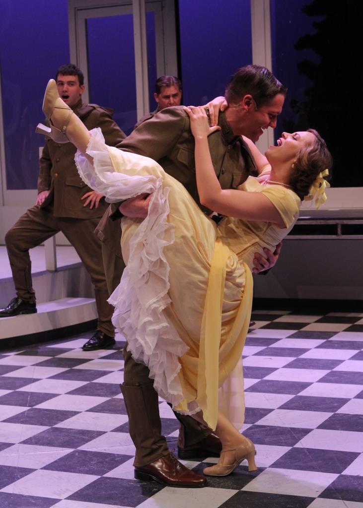Scott (Bradley Beahen) dances with Zelda (Kendall Anne Thompson) during their first meeting. Photo: Scott Pakudaitis, courtesy of History Theatre.
