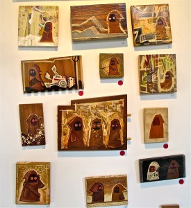 A collection of Jawa-based mini portraits on wood, by Seymour.