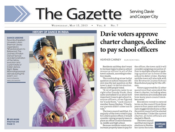 Coverage from the Davie Cooper City Gazette