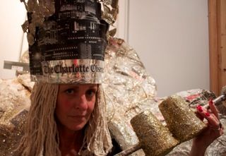 "Queen Charlotte" by Marynel Watters in the upcoming ecoFab Trash Couture Show 2013.