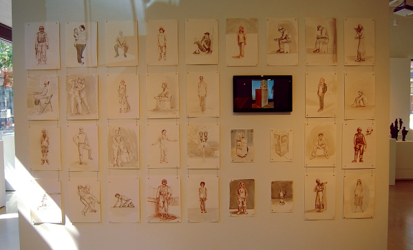 A view of some of Susan Hagen's many Conté and ink drawings. 