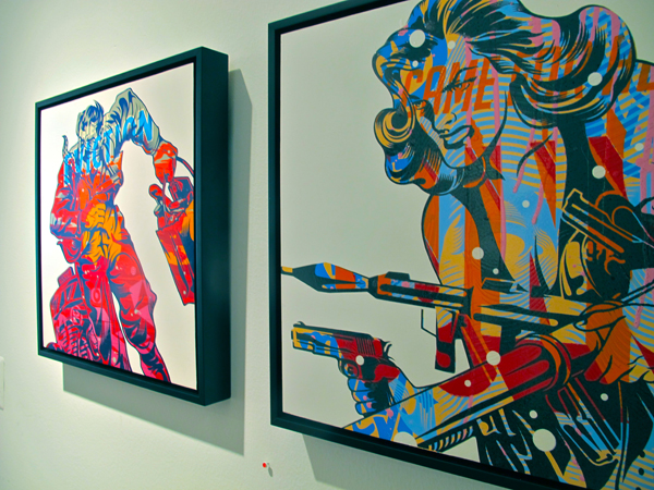 A pair of untitled works by Tristan Eaton/Trustocorp.