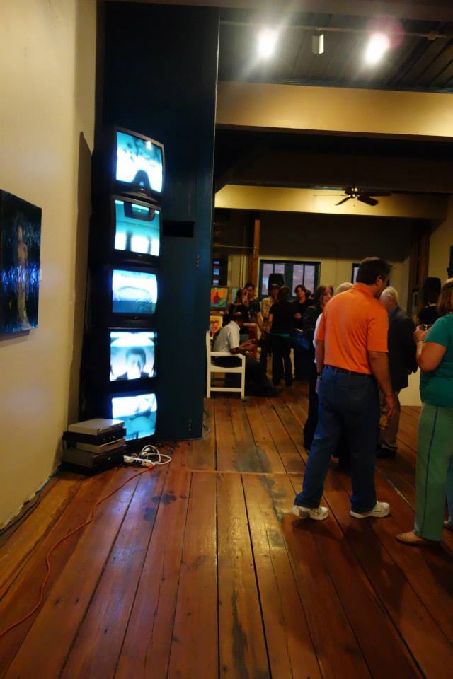 A video installation was part of the exhibit at the pop-up gallery. Photo by Craig Burkhalter.