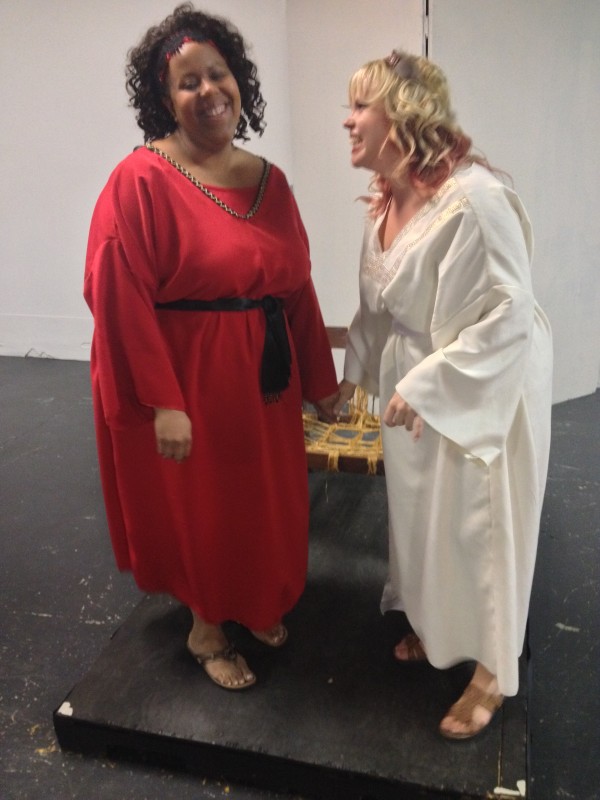 L/R:Nichole Strong as Antigone and Jennifer Browning as Ismene in "Antigone" at Summit Artspace.