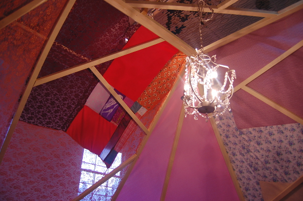The interior ceiling of the "Forever Sleepover" structure by Kathryn Sclavi.