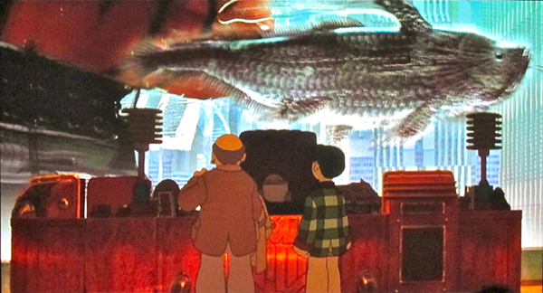 Digital animation in the background, with the foreground in hand-drawn style.
