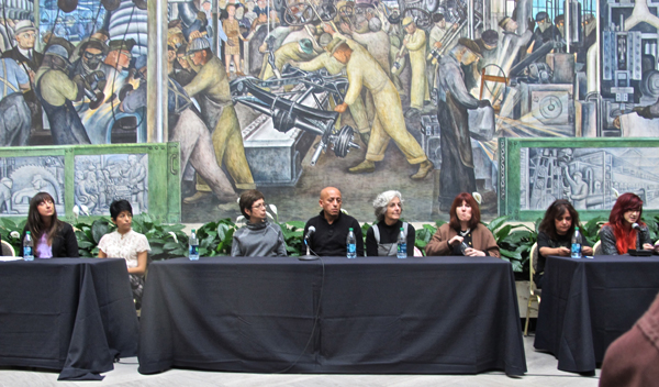 The artist panel took place in the Diego Rivera courtyard.