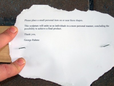 A piece of George Rahme&squot;s "Receiver of Stolen Goods," an installation which invited public participation.