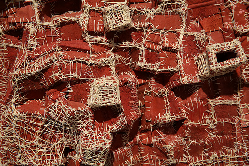 Elisa D&squot;Arrigo, detail "Recollection, Terracotta (1)", cloth, acrylic, paint, thread, 2008. Photo: Sonya Yong James