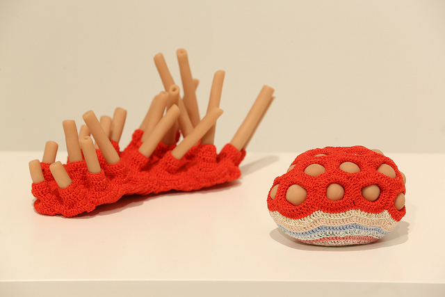 Emily Barletta, untitled (Brain) and (Spleen), yarn and clay, 2008. Photo: Sonya Yong James
