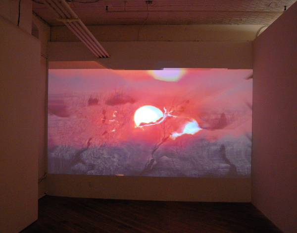 Maria Dumlao, front view of morphing sunsets from "Expanded Earthly Worlds."