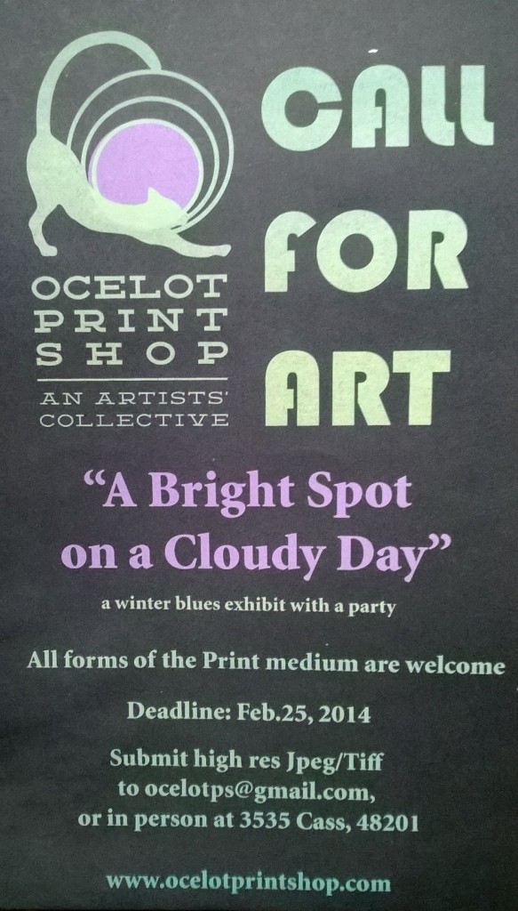 Call for art at Ocelot Print Shop!