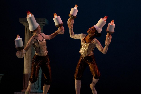 Dancing candelebras in Ballet Excel Ohio&squot;s "Beauty and the Beast." Photo by Steve Allen