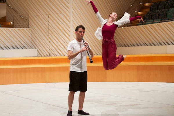 Musician Kevin Pearl and MCB dancer Christie Scitturo rehearse.