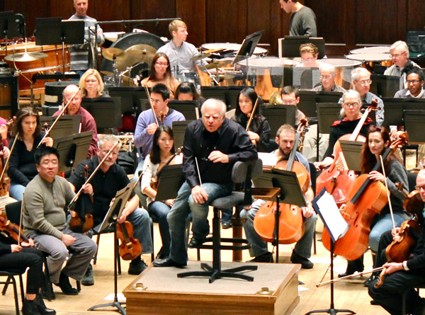 Slatkin would pause during an initial examination of difficult cues to advise each composer.