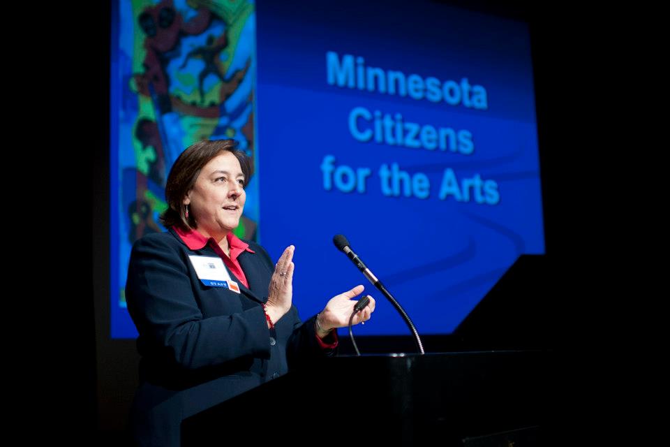 Sheila Smith, Executive Director for Minnesota Citizens for the Arts, at the morning rally in 2013. Photo courtesy of MCA.