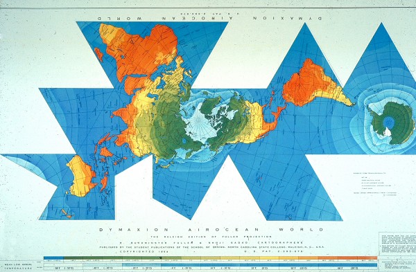 Buckminster Fuller's Dymaxion Map, courtesy Stanford University Libraries and The Estate of R. Buckminster Fuller.