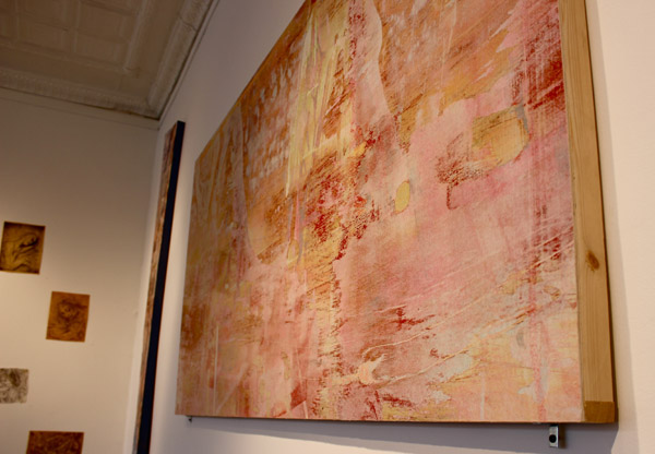 Anand's pieces in the show were rendered on plywood, with a preternaturally smooth finish.