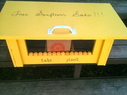 This year's Seed Hub - modeled after the Little Free Libraries springing up around town. Photo courtesy of the artists.