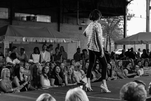Black and White runway and crowd shot toward street- studiokmr photography