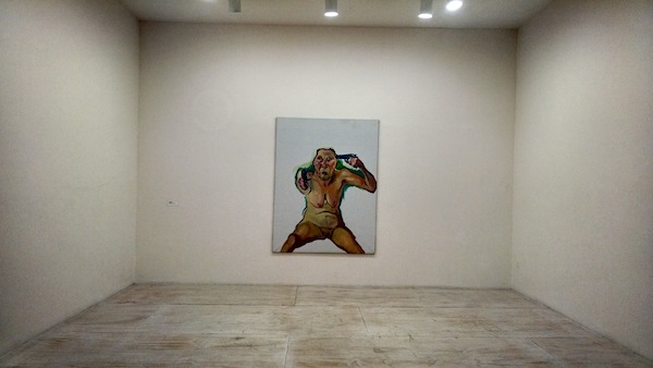You, or Me? (2005), a self-portrait by Maria Lassnig, installed at the entrance to her show at MoMA PS1.