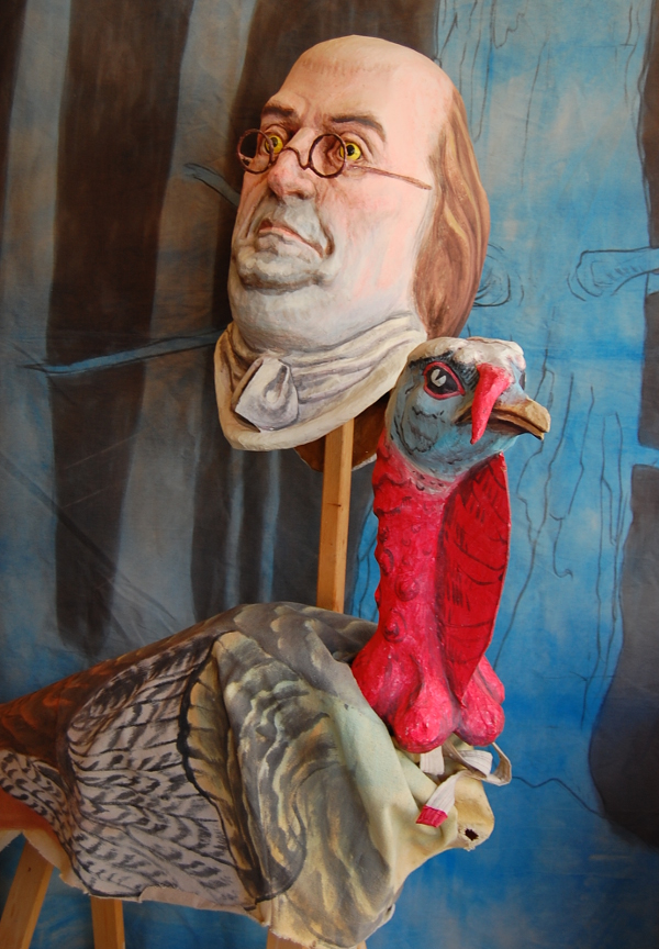 Ryan Wilson Kelly, "Big Ben Franklin with stand" and "Turkey with stand."