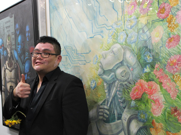 Artist Anthony Lee, and his mecha-flora.