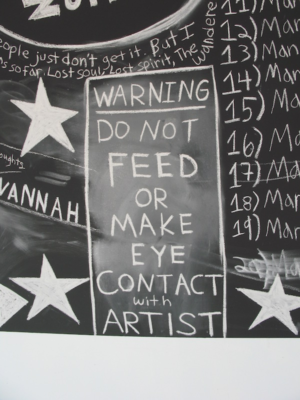 Detail of “Chalk” (2014) by Michael Scoggins, chalk and chalkboard paint, courtesy of the artist and Diana Lowenstein Gallery. Photo: Liz Shannon