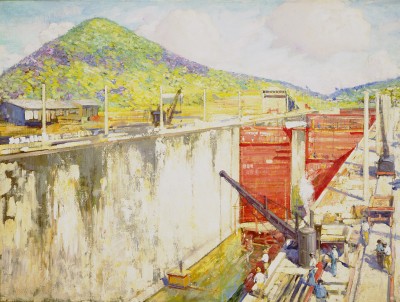 Alson Skinner Clark (American, 1876-1949). Pedro Miguel Locks, ca. 1913, oil on canvas. The Buck Collection, Laguna Beach, CA