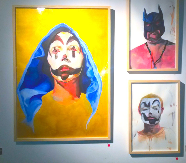 "Abomination" (left), "Sunburnt Batman" and "Poster Boy" by Lucy Owen