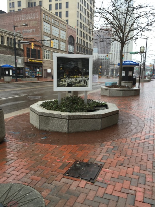 Raphael Gleitsmann, "Winter Evening," reproduction installed in downtown Akron. Photo by Roger Durbin