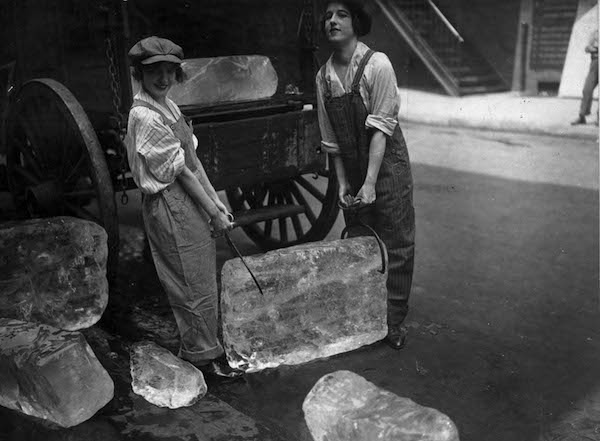 Young women delivering ice, 1918. National Archives, Records of the War Department General and Special Staffs