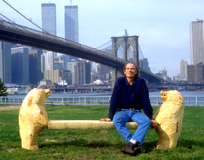The late artist with his work in New York.